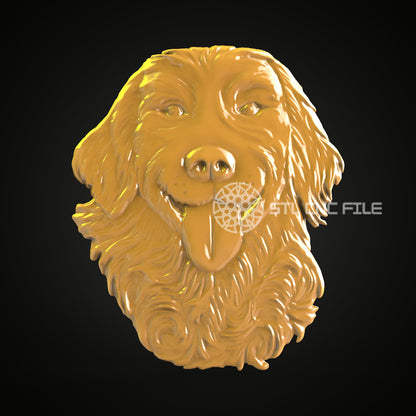 Cheerful Golden Retriever 3D STL Model, Perfect for CNC Wood Engraving, Artcam & Aspire, Ideal for Pet Lovers' Wall Art