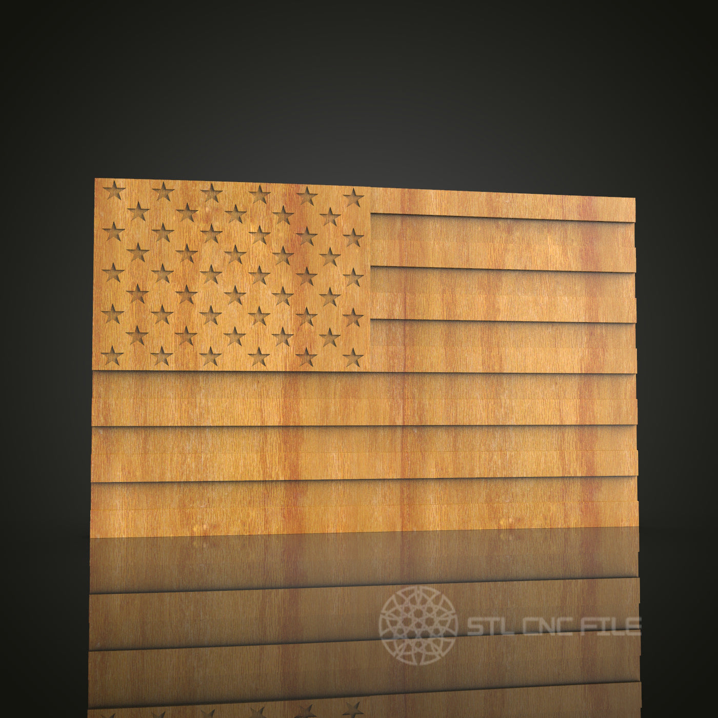 Classic American Flag STL Model for CNC Router Engraver, Wall Decor Artcam Aspire CNC File