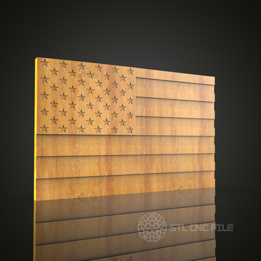 Classic American Flag STL Model for CNC Router Engraver, Wall Decor Artcam Aspire CNC File