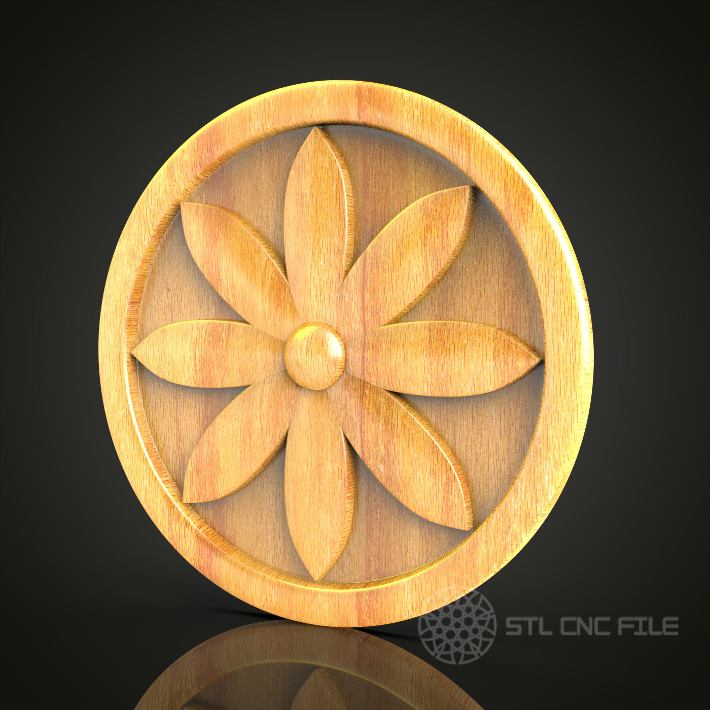 Classic Floral Medallion STL Model, CNC Router Engraver Design, Artcam Aspire Wood Wall Decor File