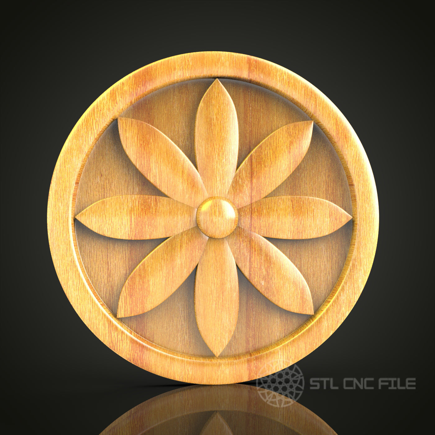 Classic Floral Medallion STL Model, CNC Router Engraver Design, Artcam Aspire Wood Wall Decor File