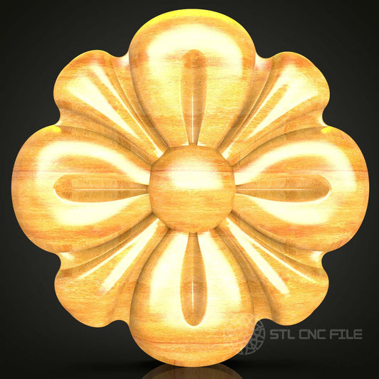 Classic Floral Rosette STL Model for CNC, Decorative Wood Carving Design, Elegant Artcam Aspire File, Sophisticated Wall Accent, CNC Router Craft