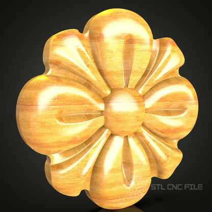 Classic Floral Rosette STL Model for CNC, Decorative Wood Carving Design, Elegant Artcam Aspire File, Sophisticated Wall Accent, CNC Router Craft