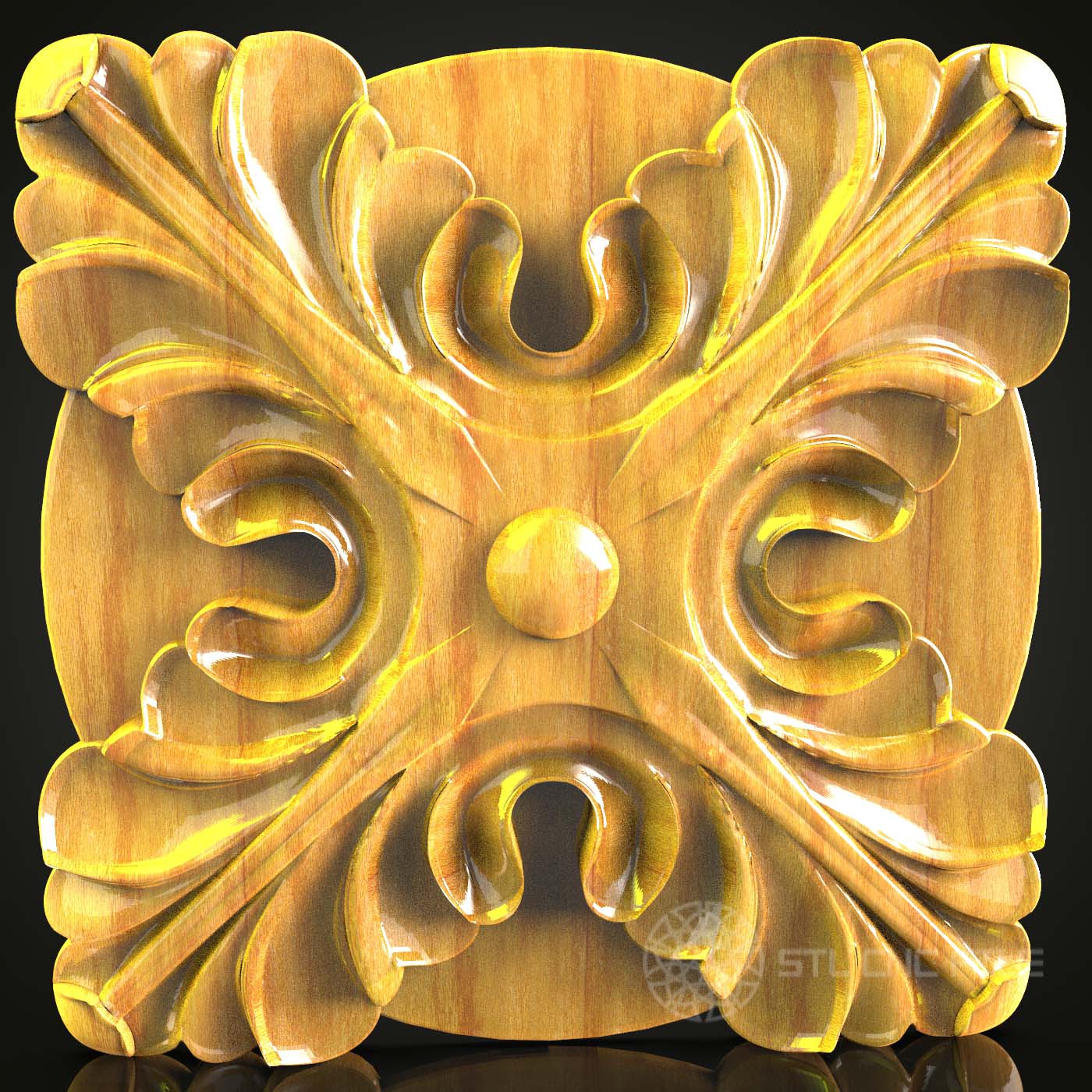 Classical Rosette STL Model for CNC Router - Ornate Wood Art Decor, Compatible with Artcam, Aspire