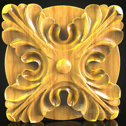 Classical Rosette STL Model for CNC Router - Ornate Wood Art Decor, Compatible with Artcam, Aspire
