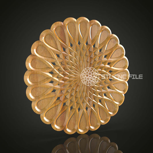 Dahlia Inspired Wood Art STL File for CNC, Floral Wall Decor Engraving, Artcam Aspire Router Art, Nature-Inspired 3D Carving Design, Home Decor CNC Pattern
