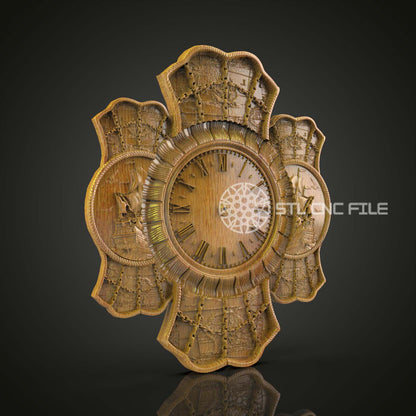 Decorative Wall Clock STL Model for CNC Router, Artcam Aspire Woodworking Files, Elegant Timepiece Wall Art, CNC Craft