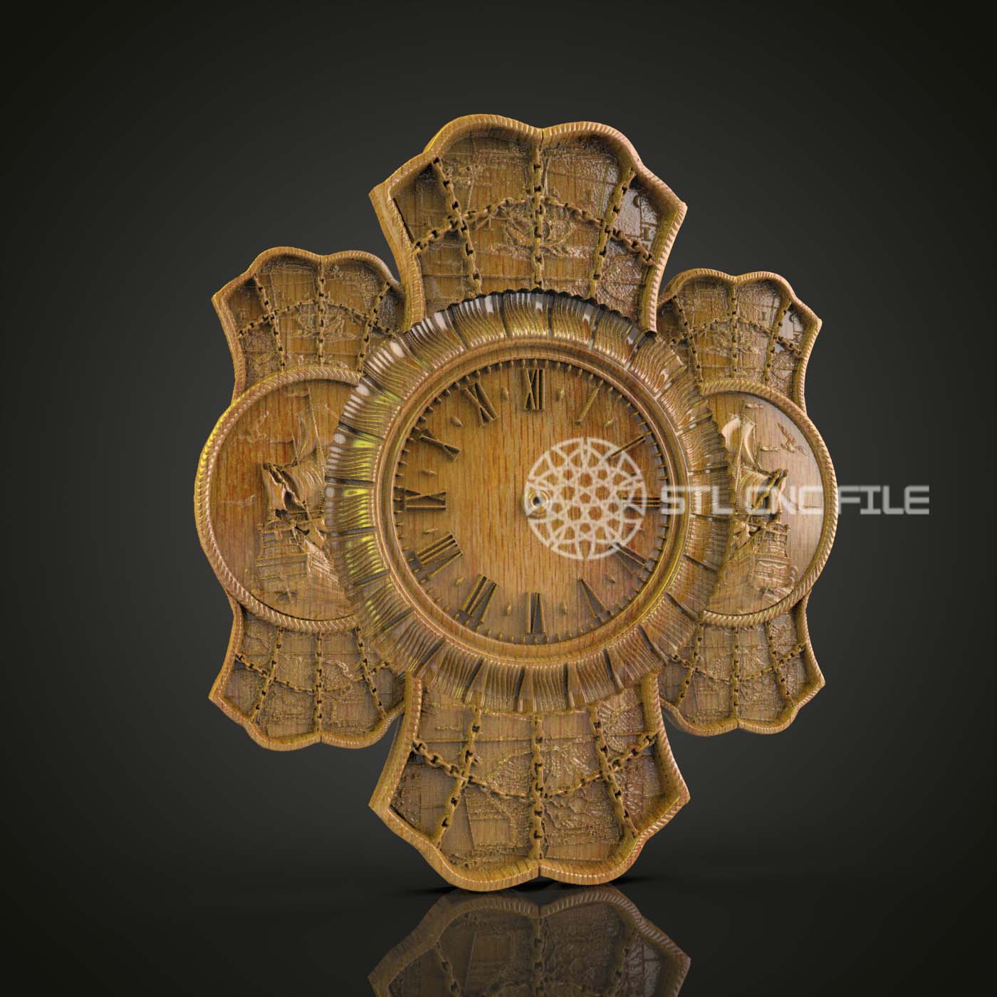 Decorative Wall Clock STL Model for CNC Router, Artcam Aspire Woodworking Files, Elegant Timepiece Wall Art, CNC Craft