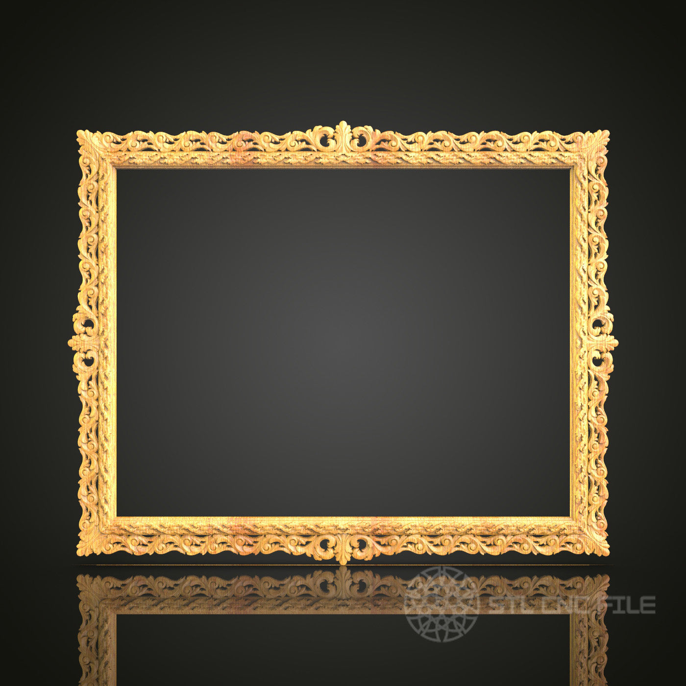 Detailed Rococo-Style Mirror Frame STL Model for CNC Router - Exquisite Wood Art Decor, Compatible with Artcam, Aspire