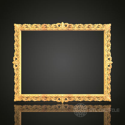 Detailed Rococo-Style Mirror Frame STL Model for CNC Router - Exquisite Wood Art Decor, Compatible with Artcam, Aspire