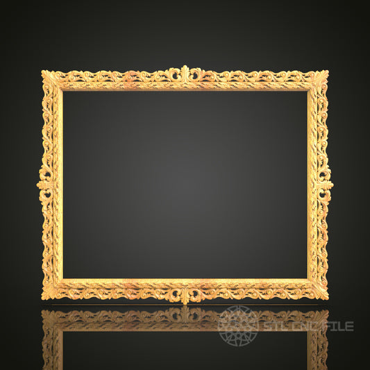 Detailed Rococo-Style Mirror Frame STL Model for CNC Router - Exquisite Wood Art Decor, Compatible with Artcam, Aspire