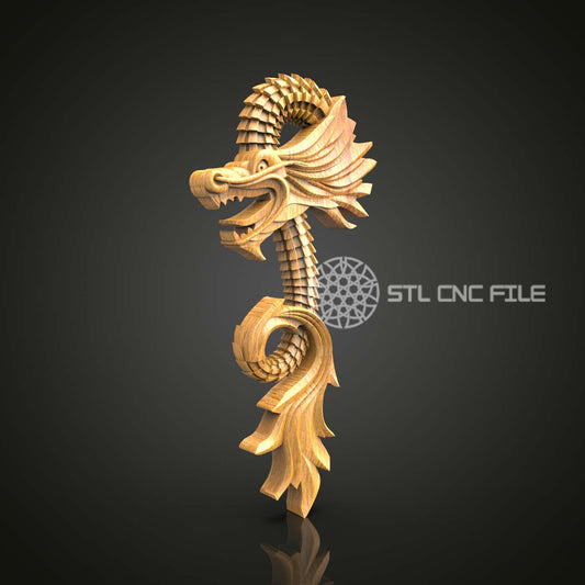 Dragon-Inspired Wall 3D STL Model, CNC Router Art, Mythical Wood Carving File, Engraver's Craft, Digital Download CNC File