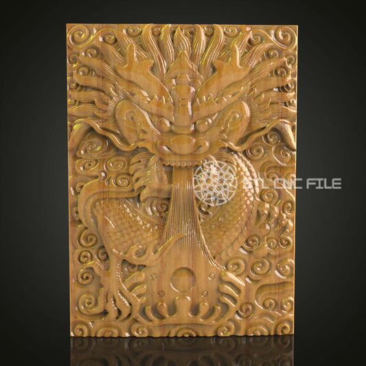 Dragon Celtique STL pour Gravure CNC, Fichier Routeur de Sculpture en Bois, Art Mythologique 3D, Décor Mural Majestueux, Design Aspire Artistique, Modèle Fantasy Artcam