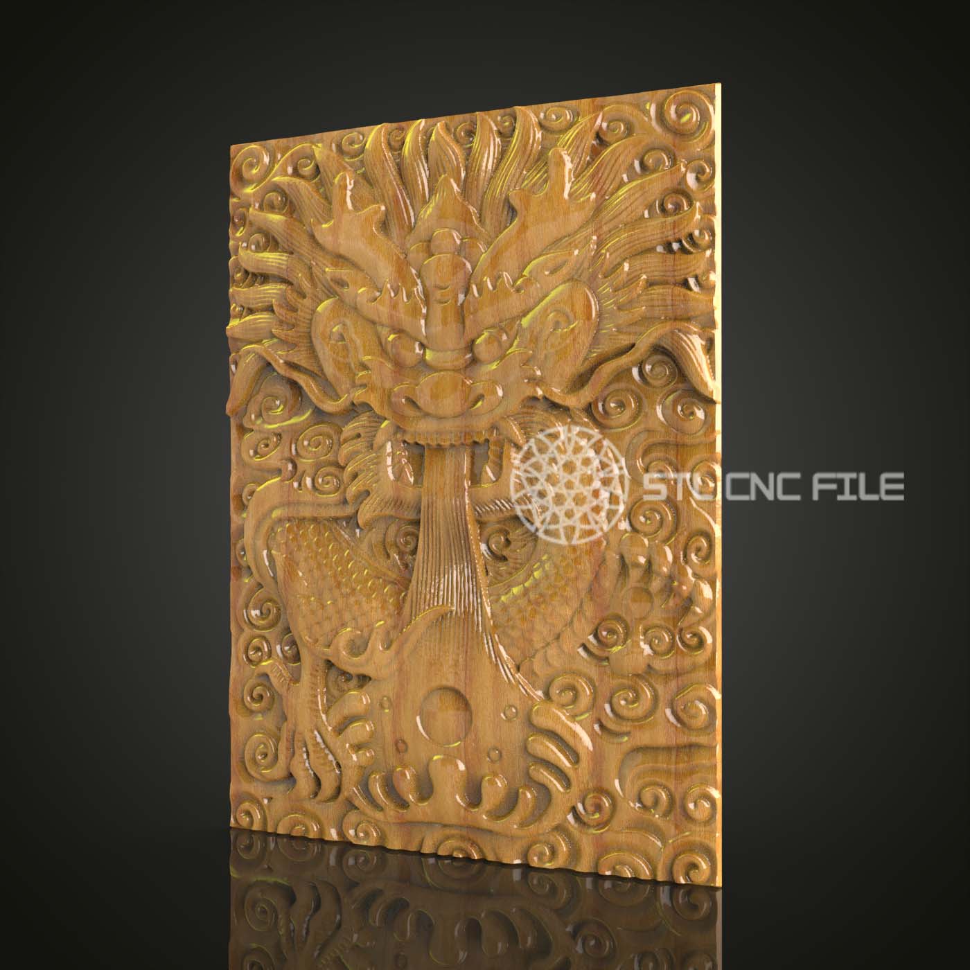 Dragon Celtique STL pour Gravure CNC, Fichier Routeur de Sculpture en Bois, Art Mythologique 3D, Décor Mural Majestueux, Design Aspire Artistique, Modèle Fantasy Artcam