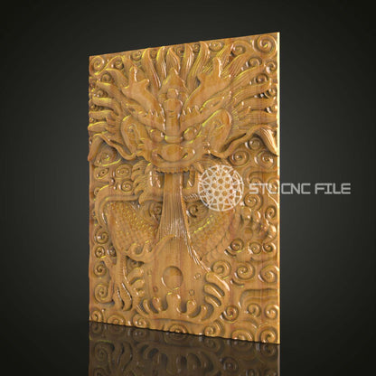 Dragon Celtique STL pour Gravure CNC, Fichier Routeur de Sculpture en Bois, Art Mythologique 3D, Décor Mural Majestueux, Design Aspire Artistique, Modèle Fantasy Artcam