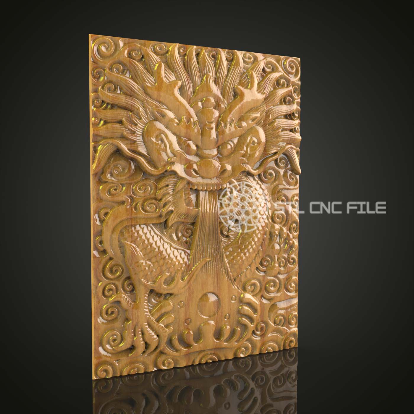 Dragon Celtique STL pour Gravure CNC, Fichier Routeur de Sculpture en Bois, Art Mythologique 3D, Décor Mural Majestueux, Design Aspire Artistique, Modèle Fantasy Artcam
