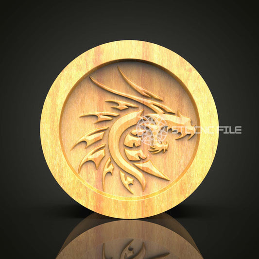 Dragon Circle STL Model for CNC Router, Wood Carving Art, Engraver Files, Home Wall Decor, Digital Aspire Artcam, CNC Design, Clock Template