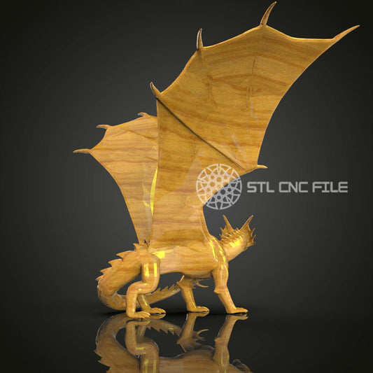 Dragon Majesty STL Model for CNC Router - Artcam, Aspire Wall Decor Files, Engraved Wood Art