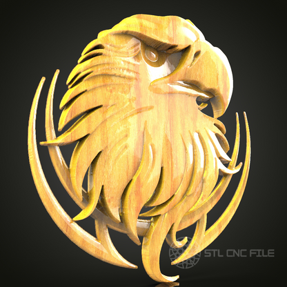 Eagle Emblem STL Model for CNC Routers, Artcam Aspire Wood Carving Files, Majestic Bird Wall Art, CNC Engraving Digital Download