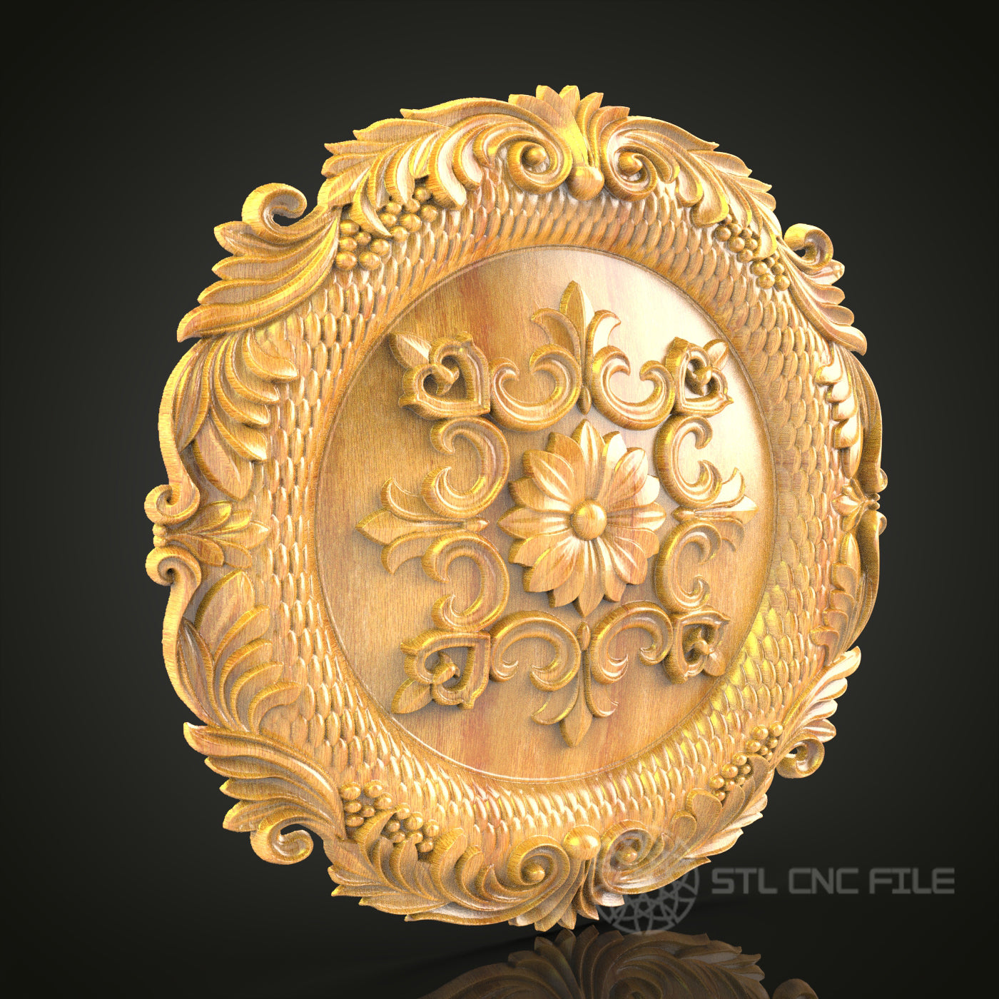 Elegant Baroque Frame STL Model, CNC Router Engraver Design for Wood Art, Artcam Aspire Decorative Panel