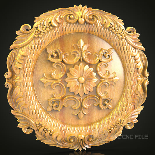 Elegant Baroque Frame STL Model, CNC Router Engraver Design for Wood Art, Artcam Aspire Decorative Panel