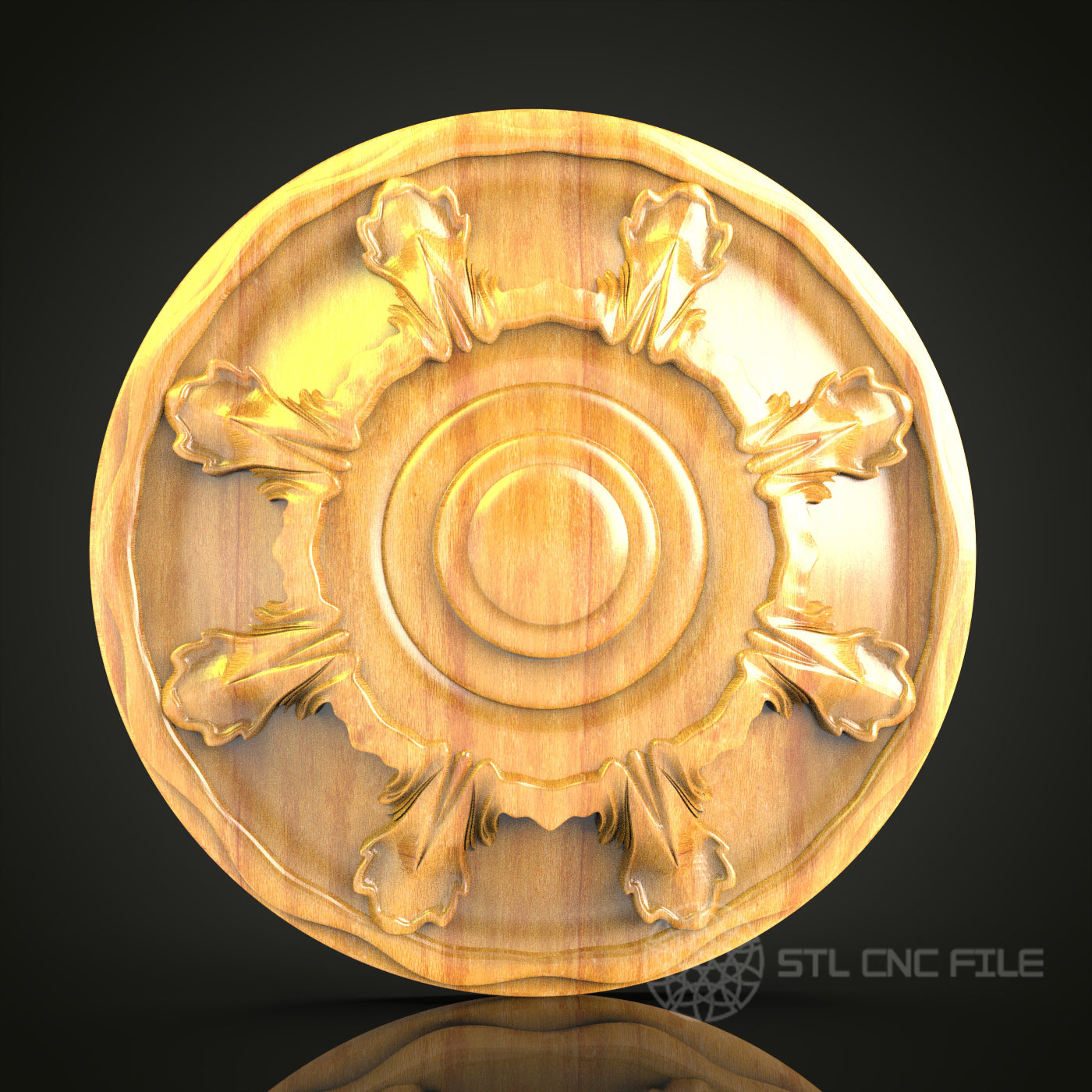 Elegant Laurel Wreath STL Model, CNC Router Engraver File, Artcam Aspire Decorative Wood Art Design