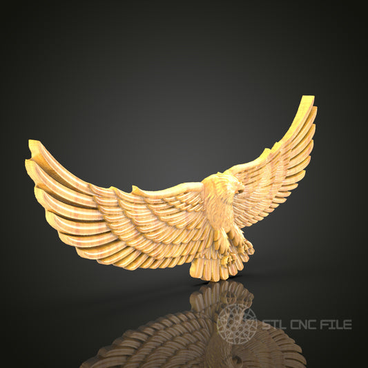 Eagle Wings 3D STL Model for CNC Router - Majestic Bird Wall Art, Digital Carving Files