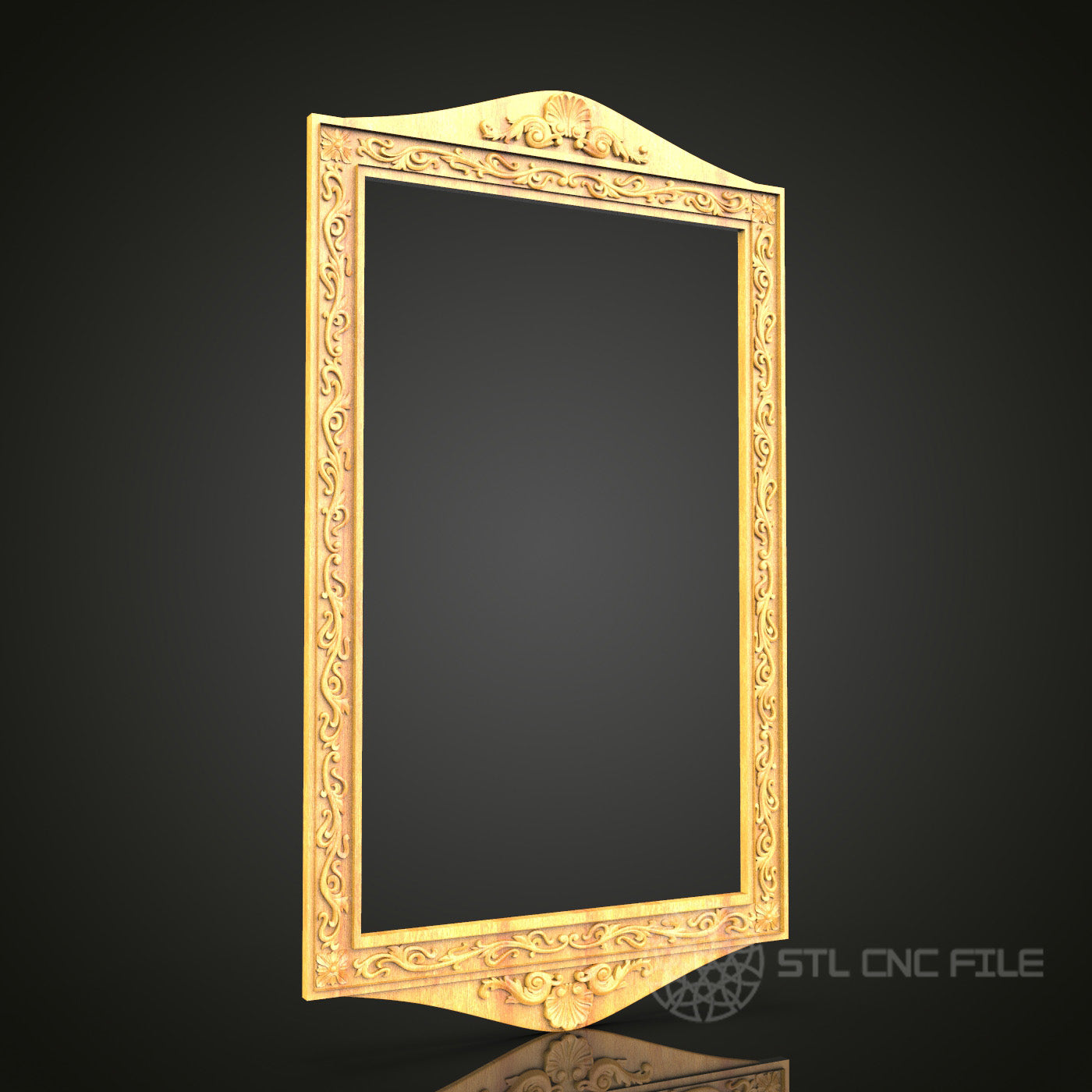 Elegant Arch Top Wood Frame STL Model for CNC Routing - Artcam, Aspire, Woodworking Plans - Luxurious Wall Decor