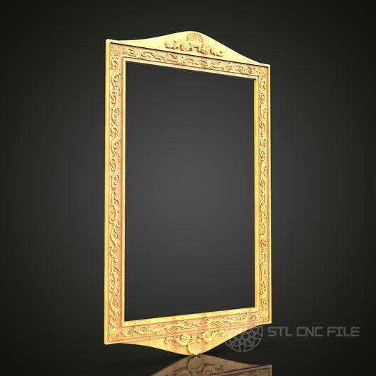 Elegant Arch Top Wood Frame STL Model for CNC Routing - Artcam, Aspire, Woodworking Plans - Luxurious Wall Decor