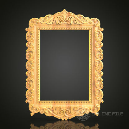 Elegant Baroque Mirror Frame STL Model - CNC Router, Artcam, Aspire Compatible, Decorative Wood Art, Home Wall Decor