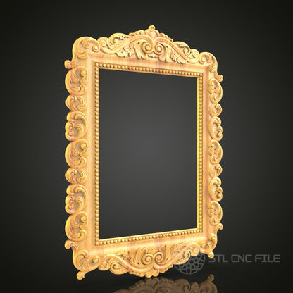 Elegant Baroque Mirror Frame STL Model - CNC Router, Artcam, Aspire Compatible, Decorative Wood Art, Home Wall Decor