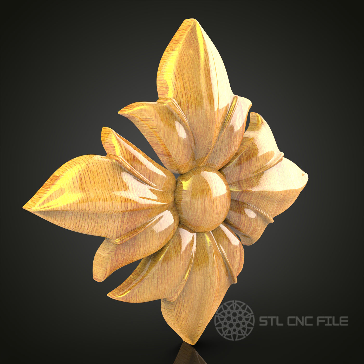 Elegant Blossom STL Model for CNC Router - Delicate Wood Carving, Artcam, Aspire, CNC Files