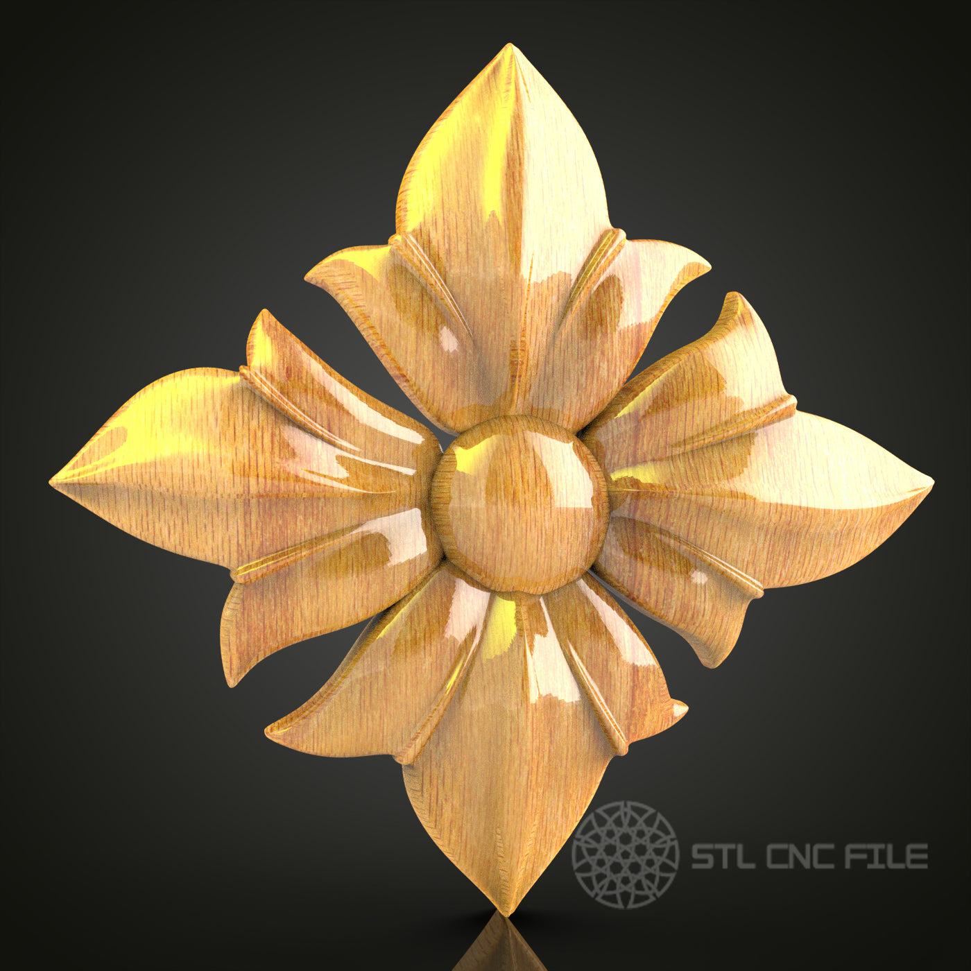 Elegant Blossom STL Model for CNC Router - Delicate Wood Carving, Artcam, Aspire, CNC Files