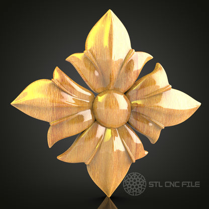 Elegant Blossom STL Model for CNC Router - Delicate Wood Carving, Artcam, Aspire, CNC Files