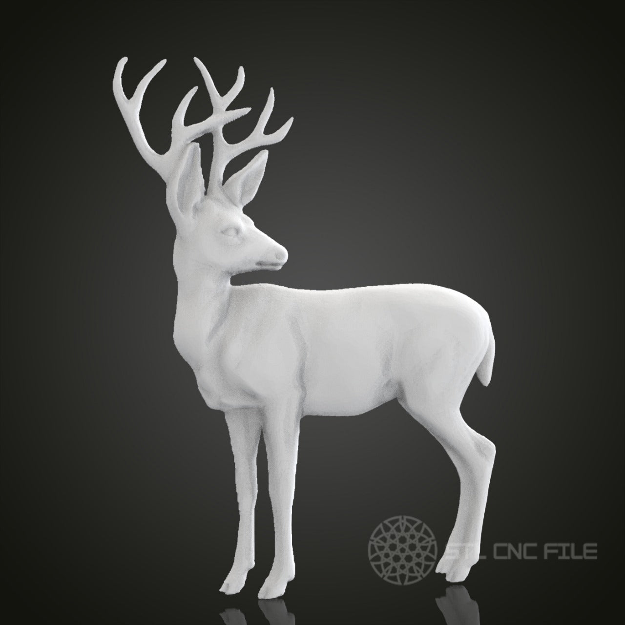 Elegant Deer STL Model for CNC Router, Artcam, Aspire, Graceful Wildlife Wall Art