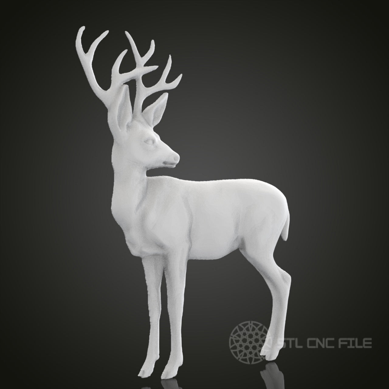 Elegant Deer STL Model for CNC Router, Artcam, Aspire, Graceful Wildlife Wall Art