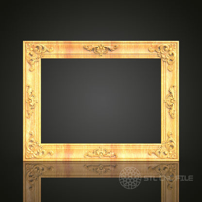 Elegant Renaissance Style Frame STL Model for CNC Router, Artcam, Aspire - 3D Carving Wood Art, Wall Decor, CNC Files