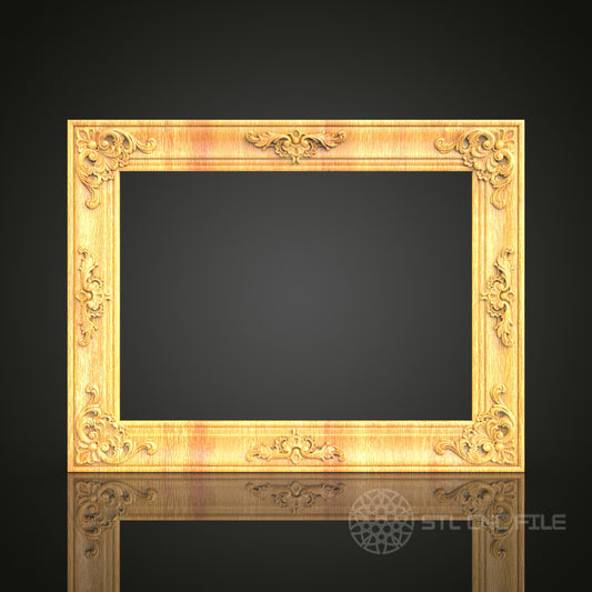 Elegant Renaissance Style Frame STL Model for CNC Router, Artcam, Aspire - 3D Carving Wood Art, Wall Decor, CNC Files