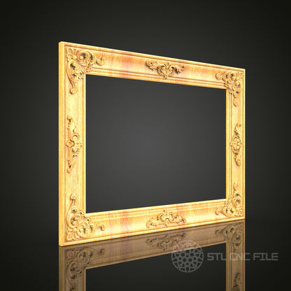 Elegant Renaissance Style Frame STL Model for CNC Router, Artcam, Aspire - 3D Carving Wood Art, Wall Decor, CNC Files