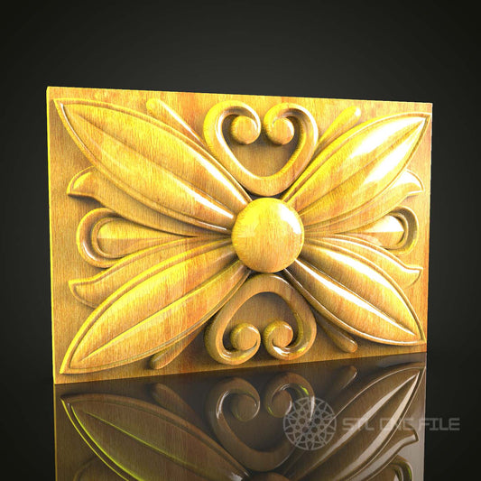 Elegant Wood Carved Panel STL Model, CNC Router, Artcam, Aspire Files for Wall Decor