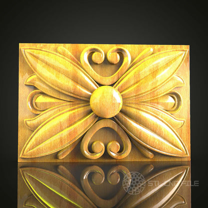 Elegant Wood Carved Panel STL Model, CNC Router, Artcam, Aspire Files for Wall Decor