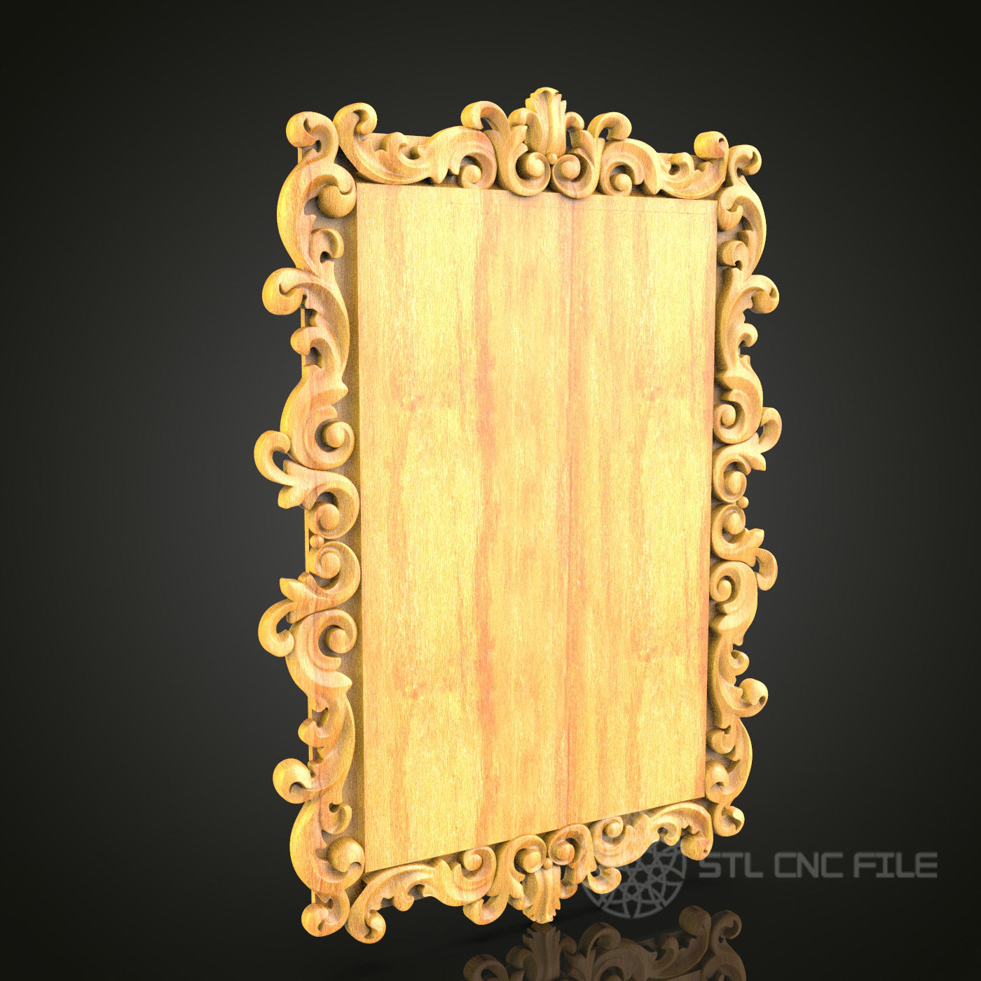 Elegantly Detailed Baroque-Style Mirror Frame STL Model for CNC Router - Compatible with Artcam, Aspire, Luxurious Wood Art Decor