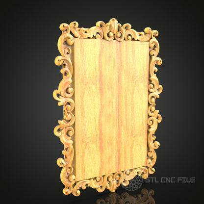 Elegantly Detailed Baroque-Style Mirror Frame STL Model for CNC Router - Compatible with Artcam, Aspire, Luxurious Wood Art Decor
