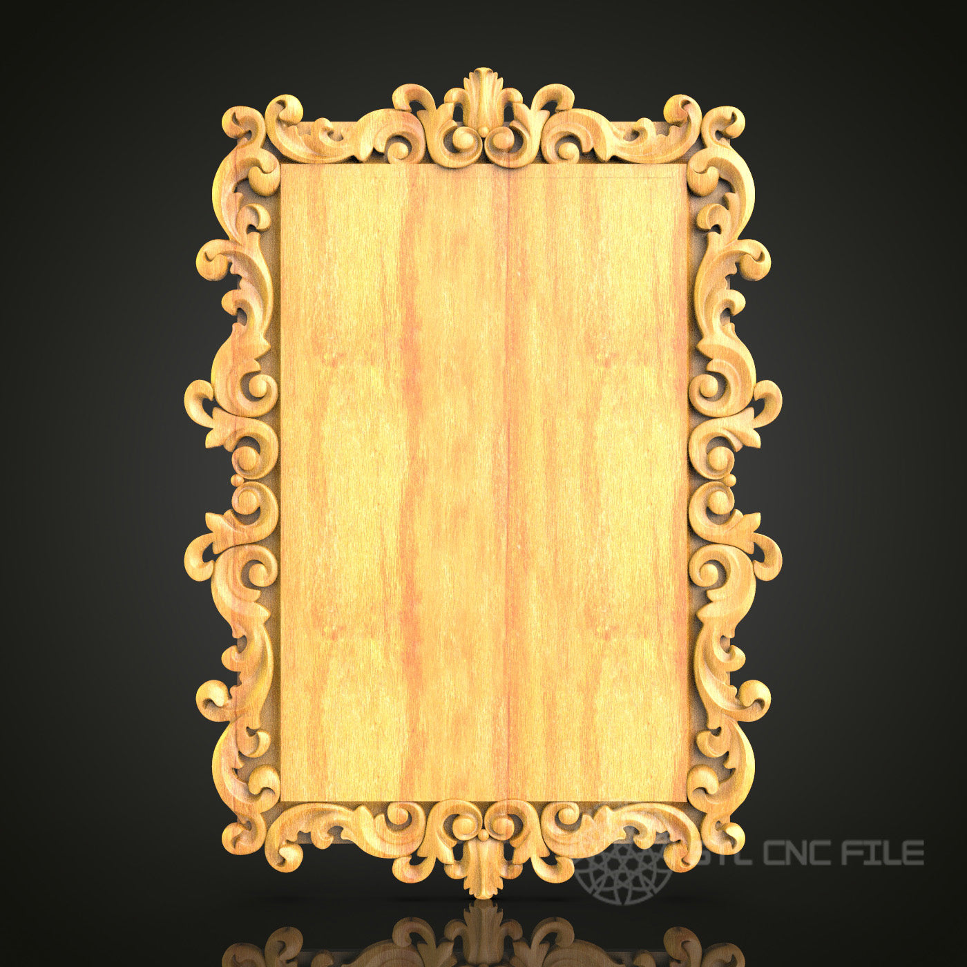 Elegantly Detailed Baroque-Style Mirror Frame STL Model for CNC Router - Compatible with Artcam, Aspire, Luxurious Wood Art Decor