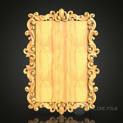 Elegantly Detailed Baroque-Style Mirror Frame STL Model for CNC Router - Compatible with Artcam, Aspire, Luxurious Wood Art Decor