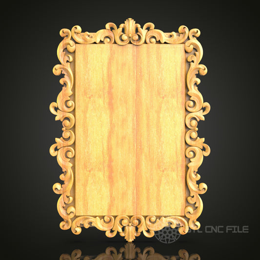 Elegantly Detailed Baroque-Style Mirror Frame STL Model for CNC Router - Compatible with Artcam, Aspire, Luxurious Wood Art Decor