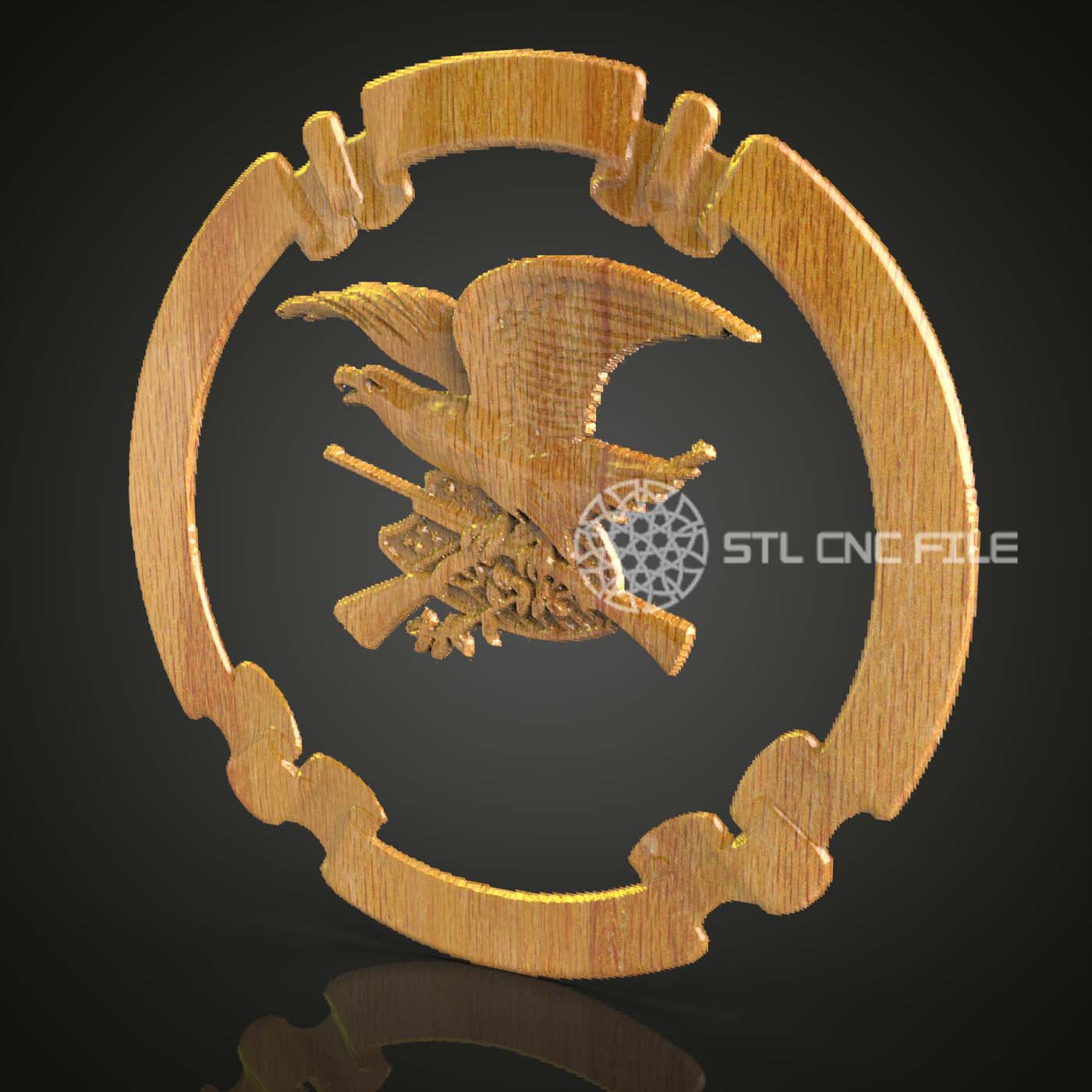 Emblème Aigle en Vol STL pour CNC, Fichier Routeur Décoratif, Modèle Artcam Aspire, Art Mural en Bois, Symbole de Liberté CNC, Gravure Aigle 3D