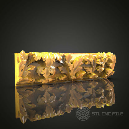 Floral Oak Border STL Model, Classic CNC Router Carving File, Decorative Wood Trim, Elegant Artcam Aspire Decor, Woodworking CNC Design