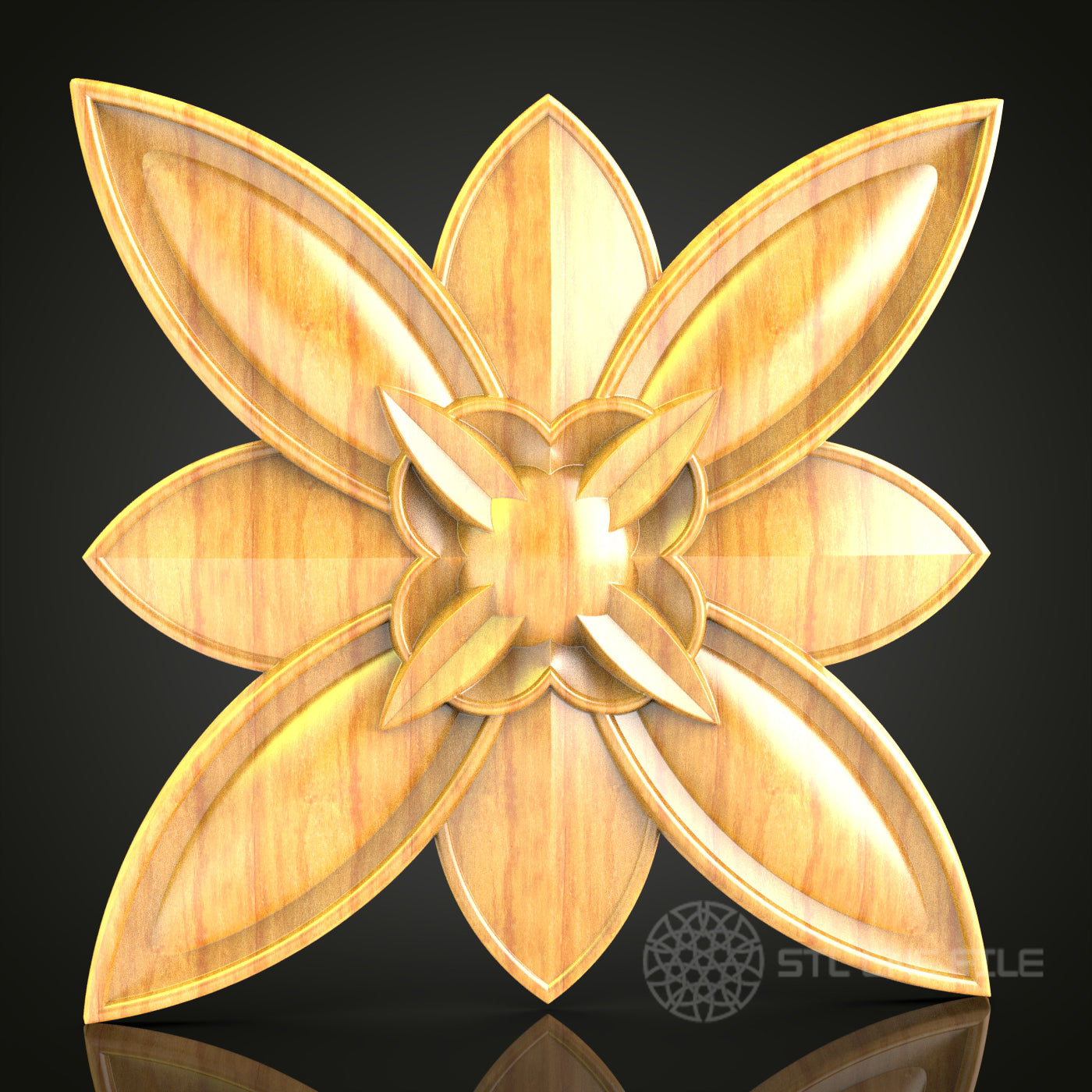 Floral Bloom STL Model - CNC Router Digital File for Artcam, Aspire - Wood Art Wall Decor, CNC Engraver Design