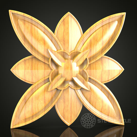 Floral Bloom STL Model - CNC Router Digital File for Artcam, Aspire - Wood Art Wall Decor, CNC Engraver Design
